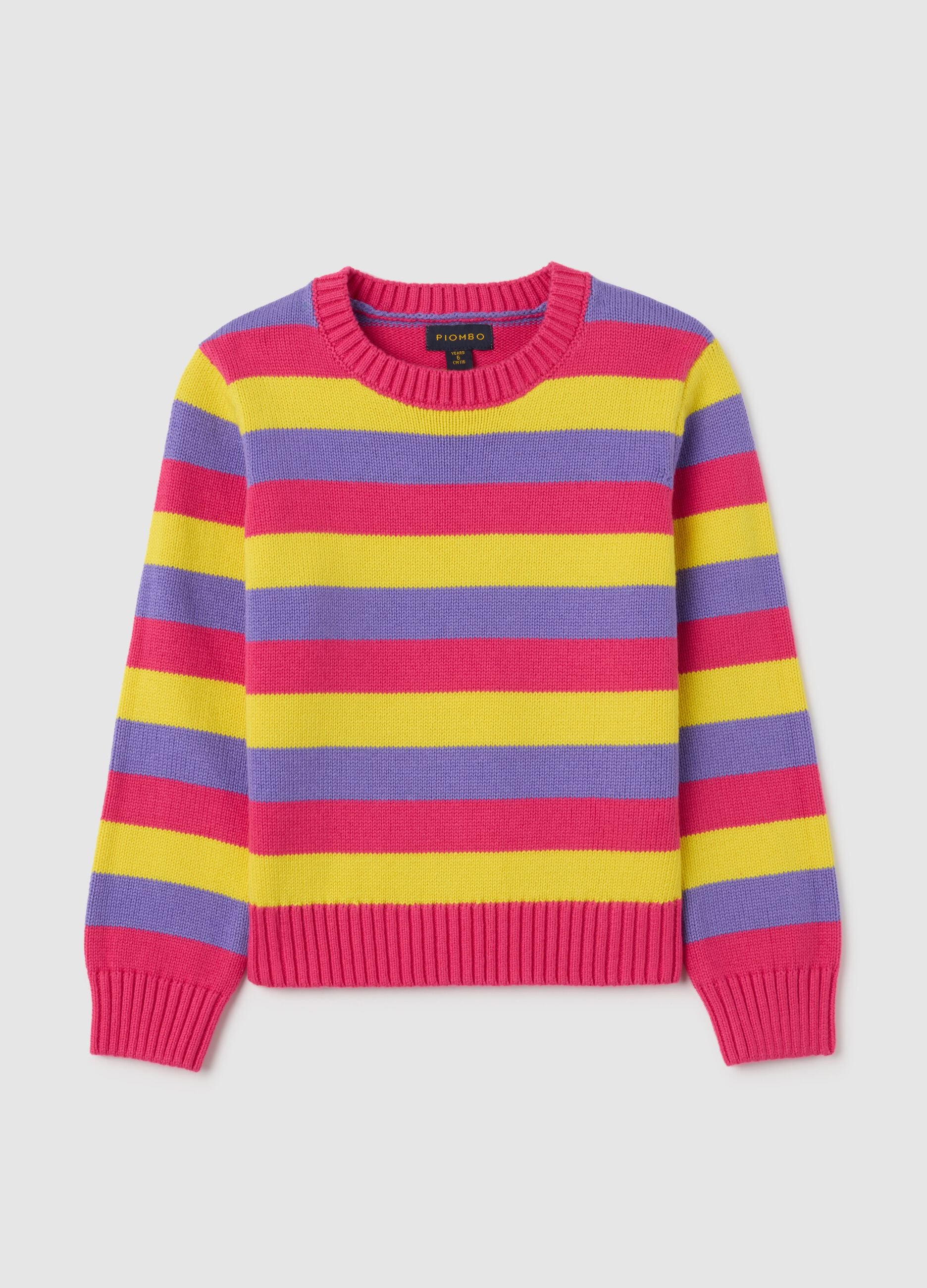 Girls' multicoloured regular fit pure cotton pullover