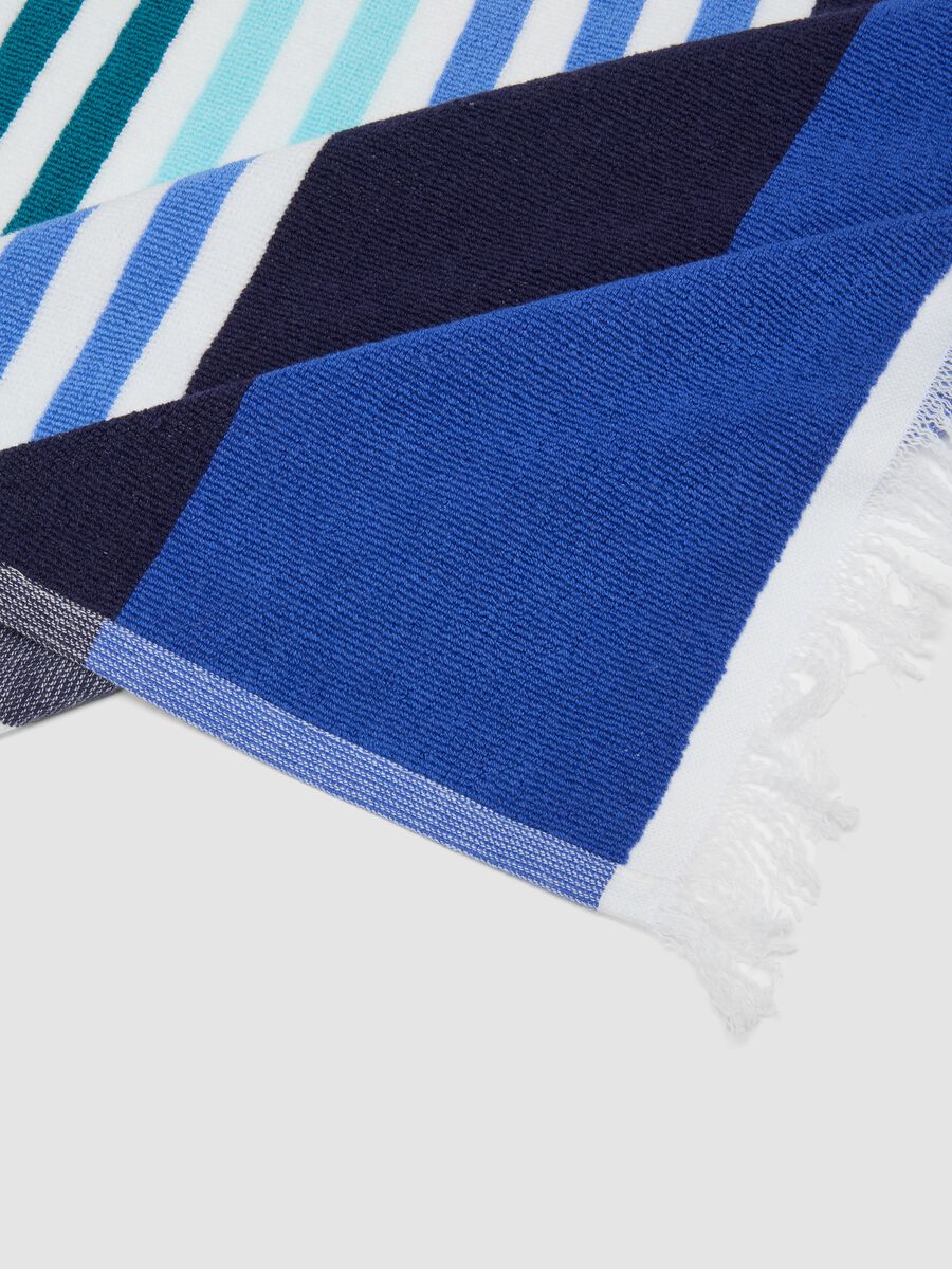 Telo mare blu in puro cotone a righe_2