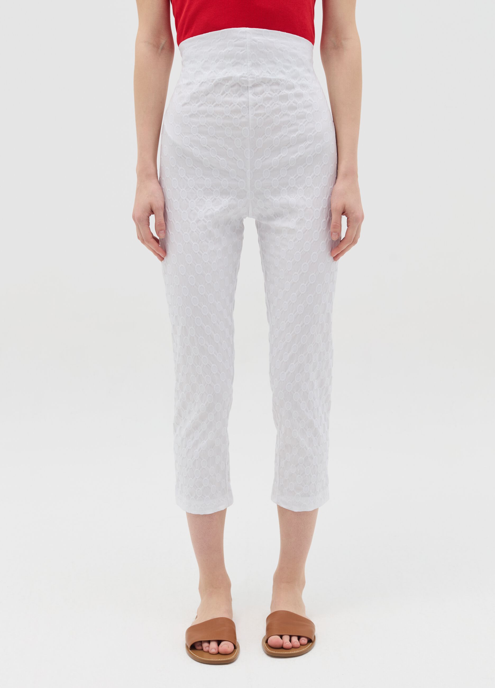 Cropped maternity treggings with circles motif