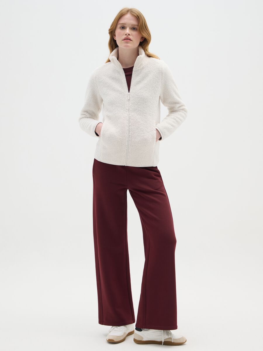 Felpa bianca regular fit con zip_1