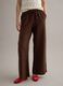 Brown pure linen drawstring trousers, straight fit_1