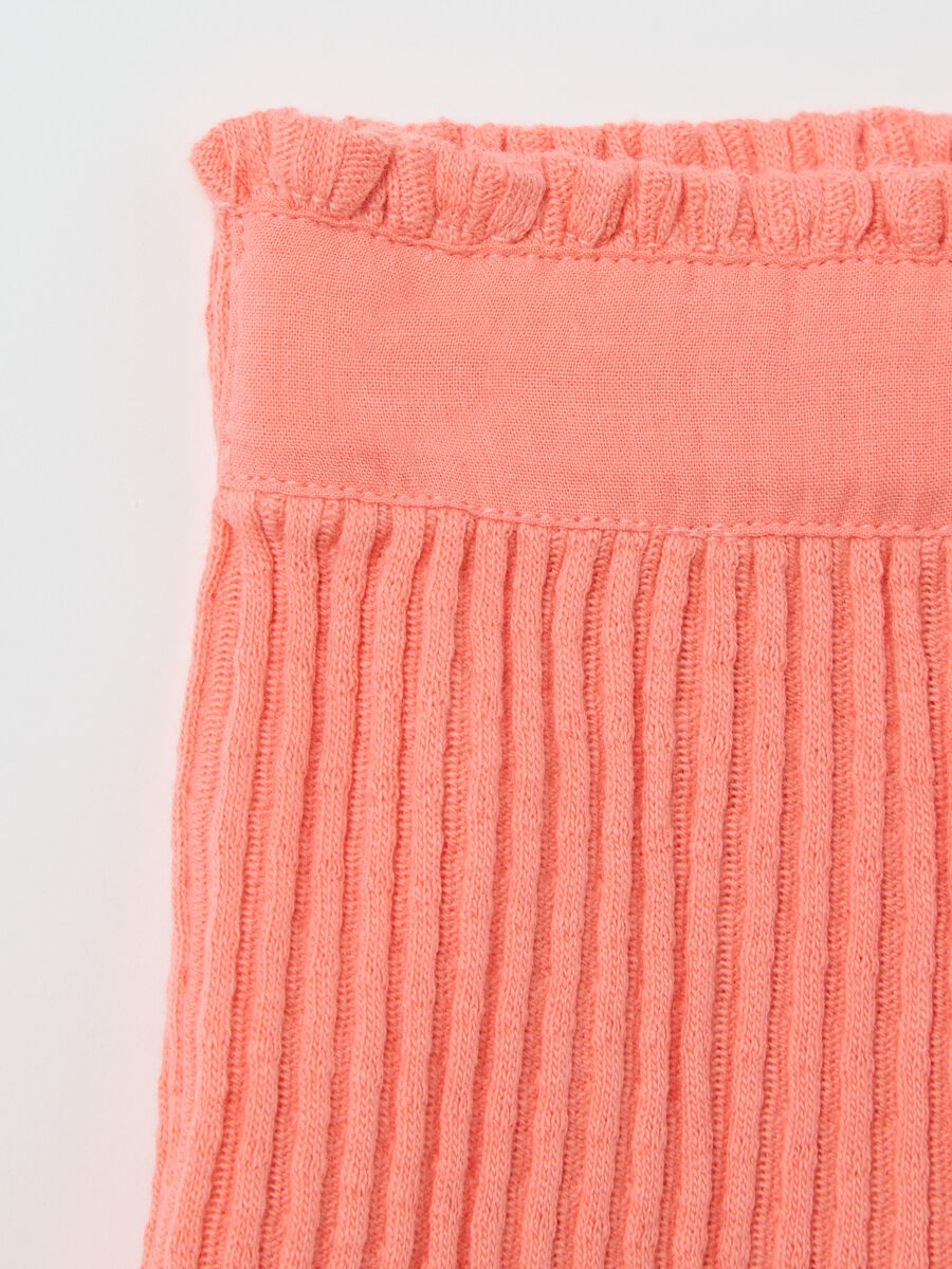 Pink jacquard cotton shorts with ruffles_3