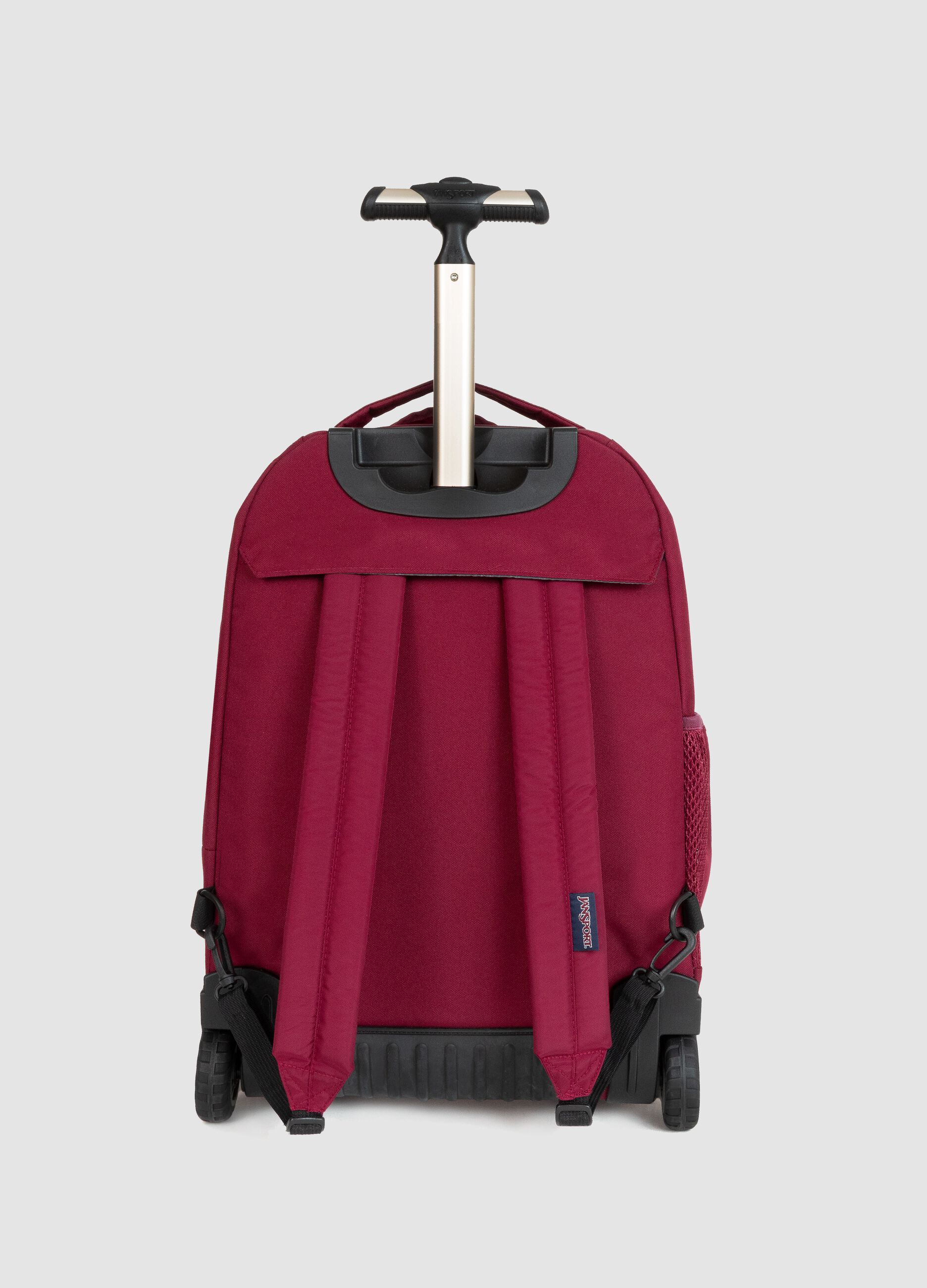Zaino trolley rosso con ruote e tasche zip