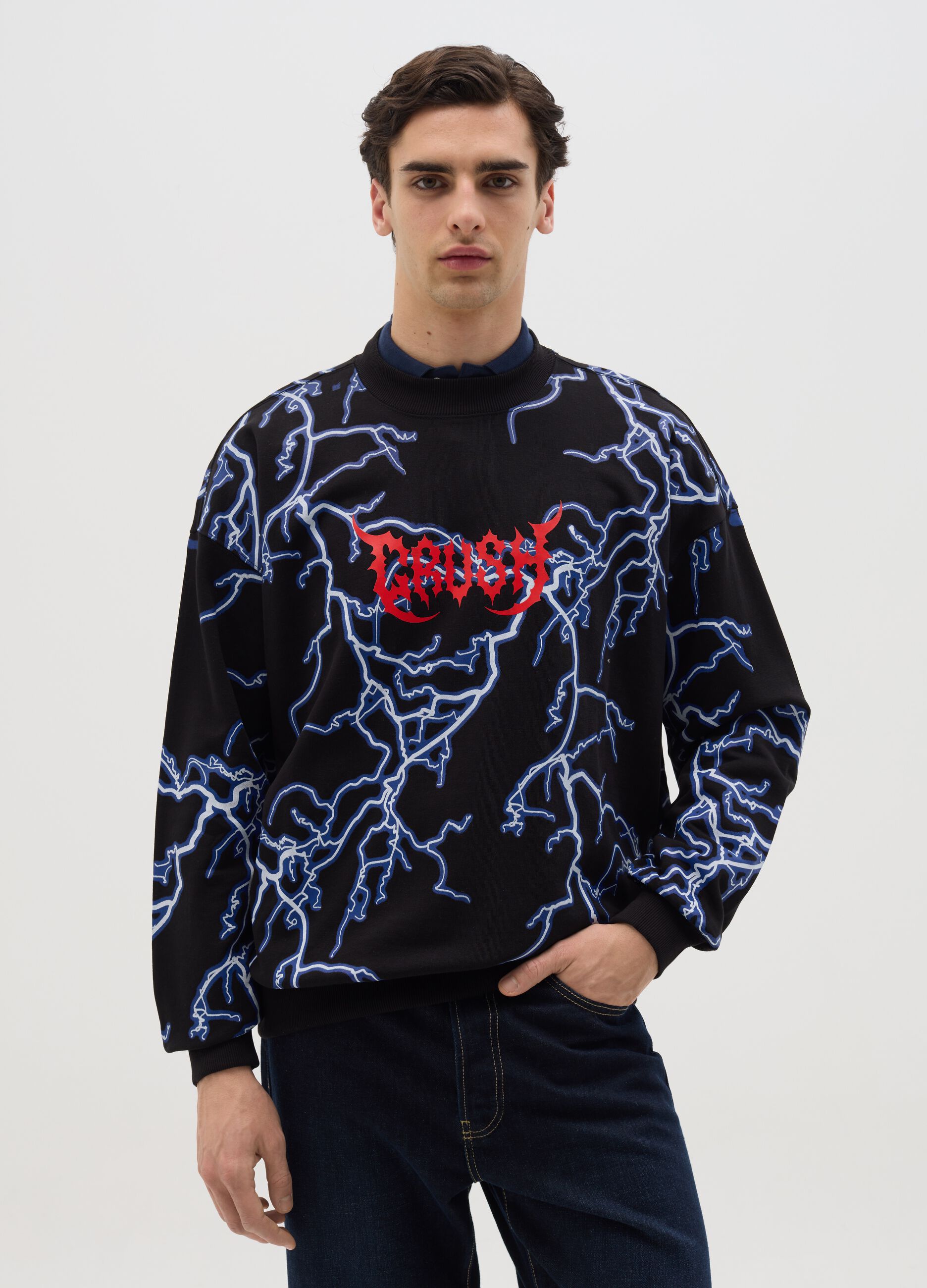 Black sweatshirt with lightning print