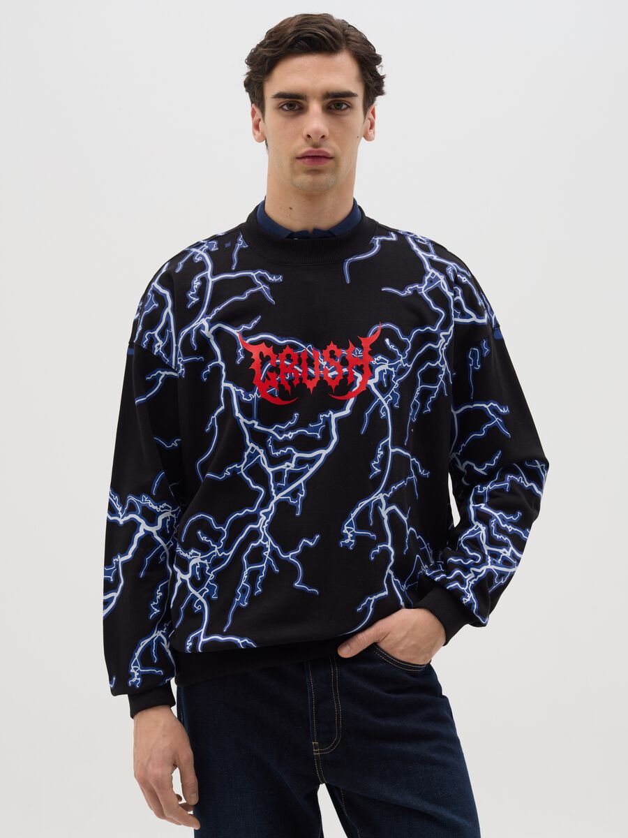 Black sweatshirt with lightning print_0
