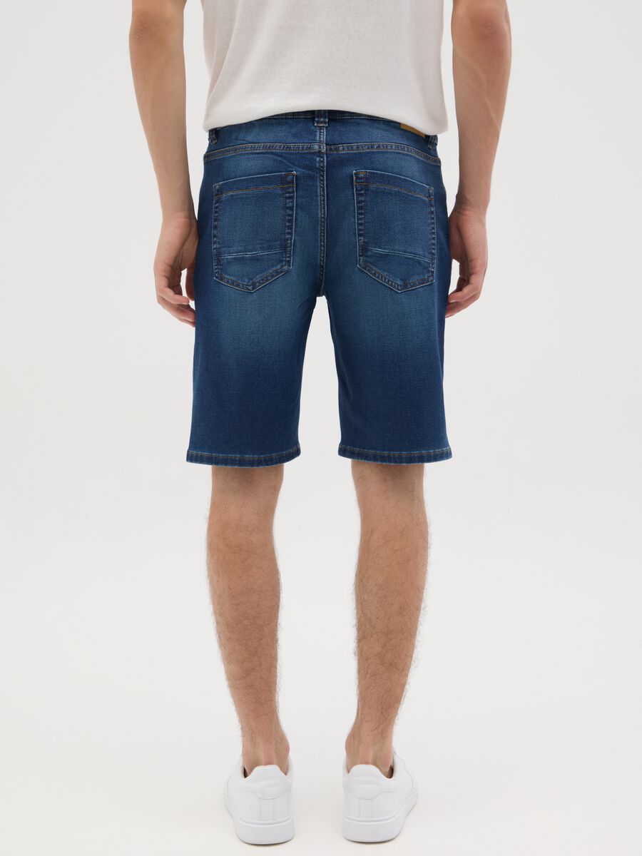 Men's Blue Denim Slim Fit Shorts_3