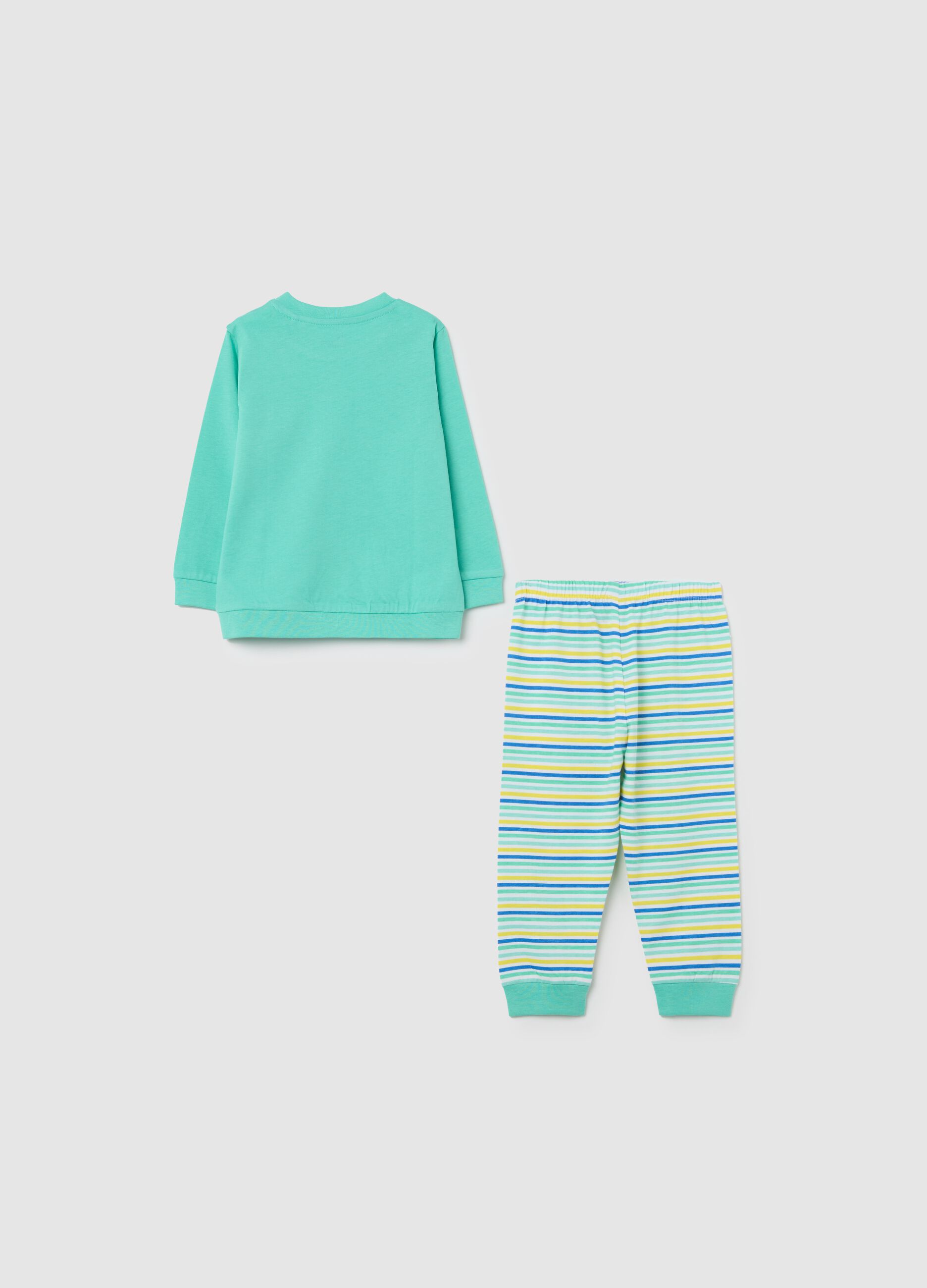 Green organic cotton pyjamas with chameleon print