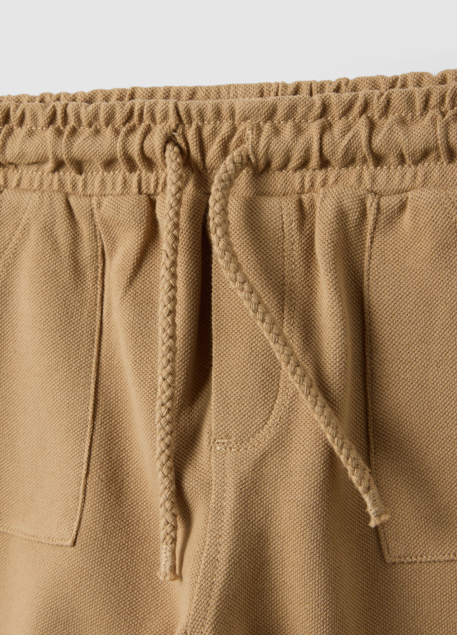 Boys' Regular Fit Beige Pure Cotton Shorts