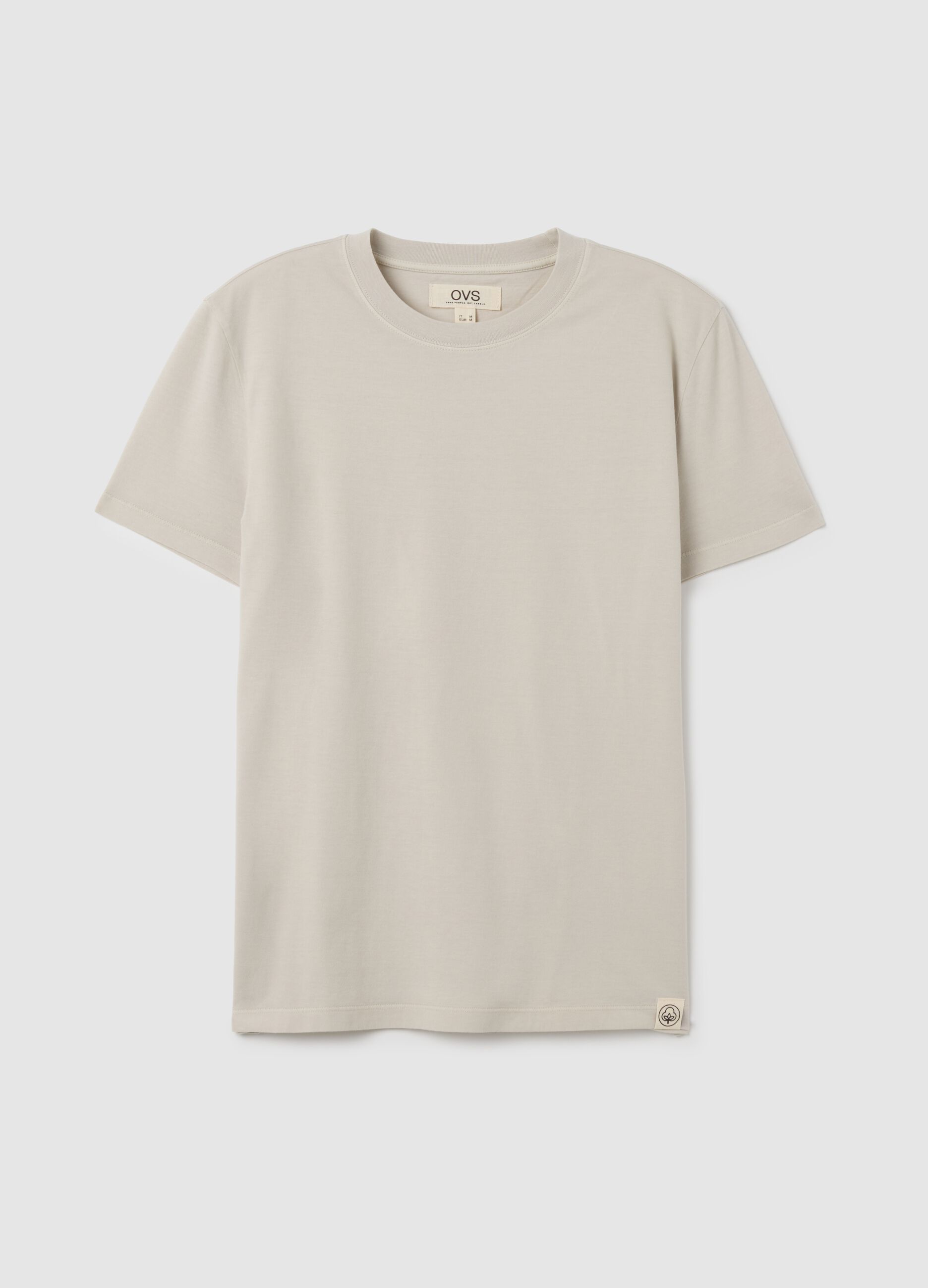 Beige regular fit pure cotton T-shirt