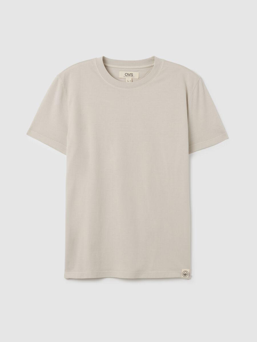 Beige regular fit pure cotton T-shirt_4