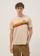 Beige pure cotton regular fit T-shirt with print_0