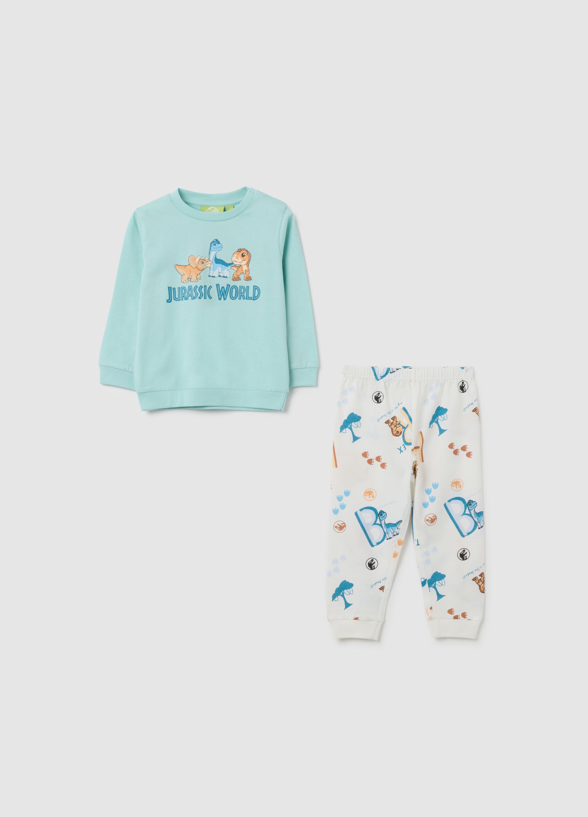 Pigiama da bambino in puro cotone con stampa Jurassic World
