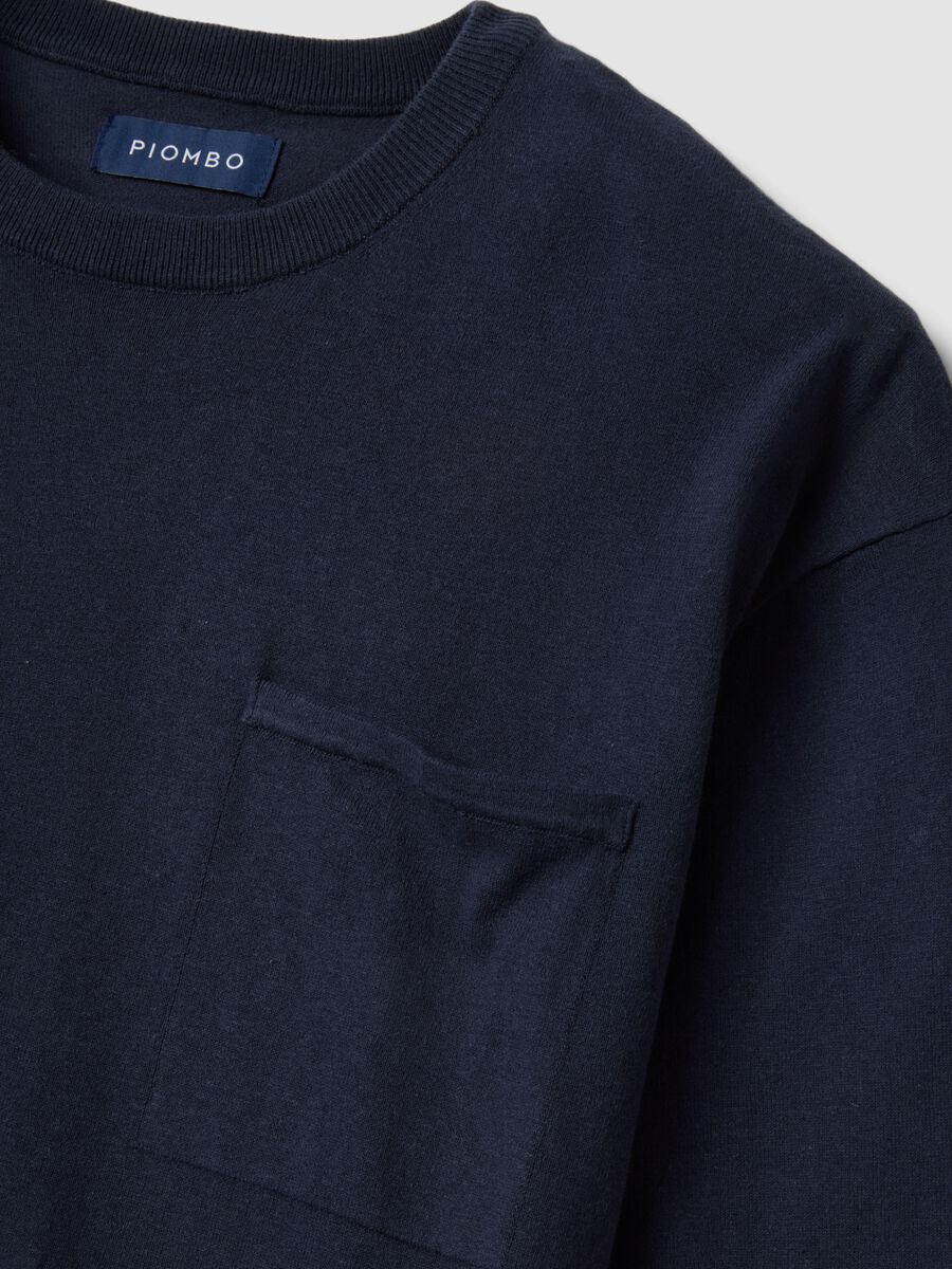 T-shirt blu in puro cotone a maniche corte regular fit_5