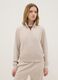 Beige regular fit modal blend sweatshirt with half zip_0