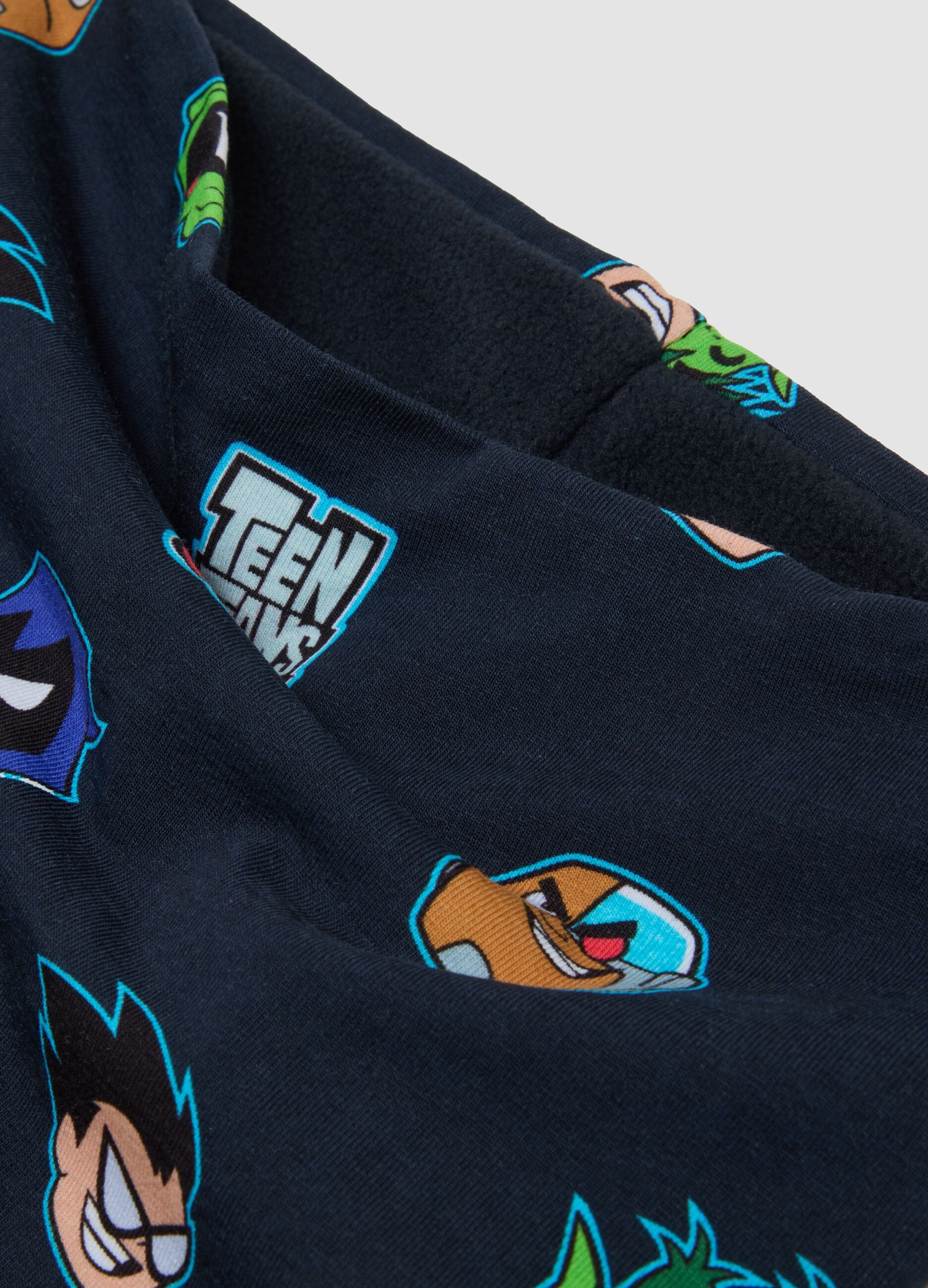 Sciarpa blu notte in cotone elasticizzato con stampa Teen Titans