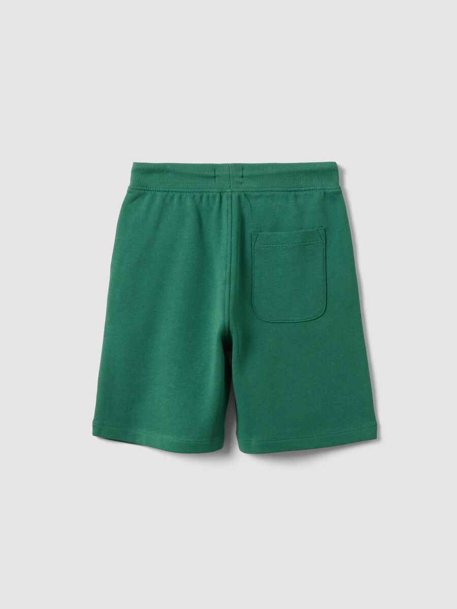 Pantaloni corti in puro cotone verde da bambino slim fit_1