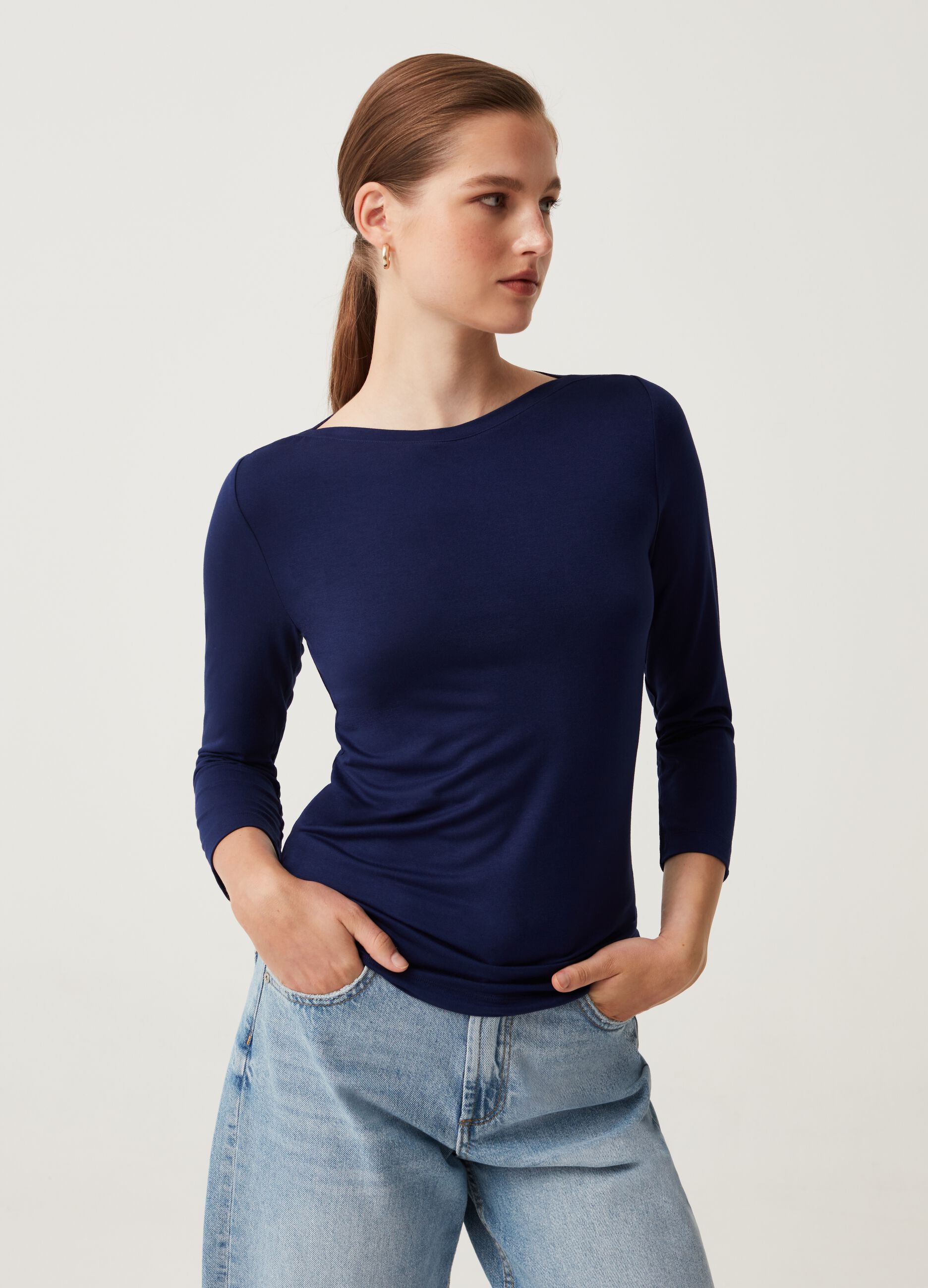 T-shirt in viscosa stretch_0