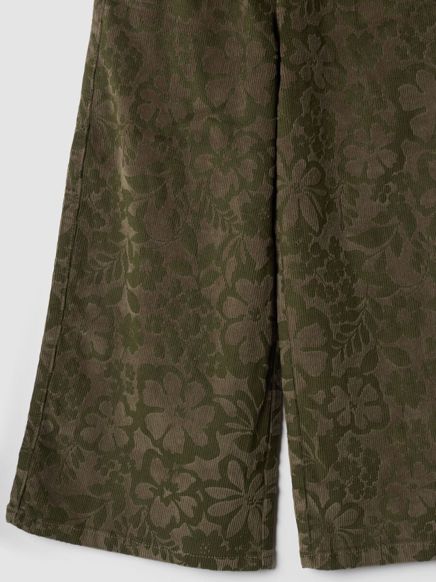 Pantaloni verdi wide leg in cotone elasticizzato_3