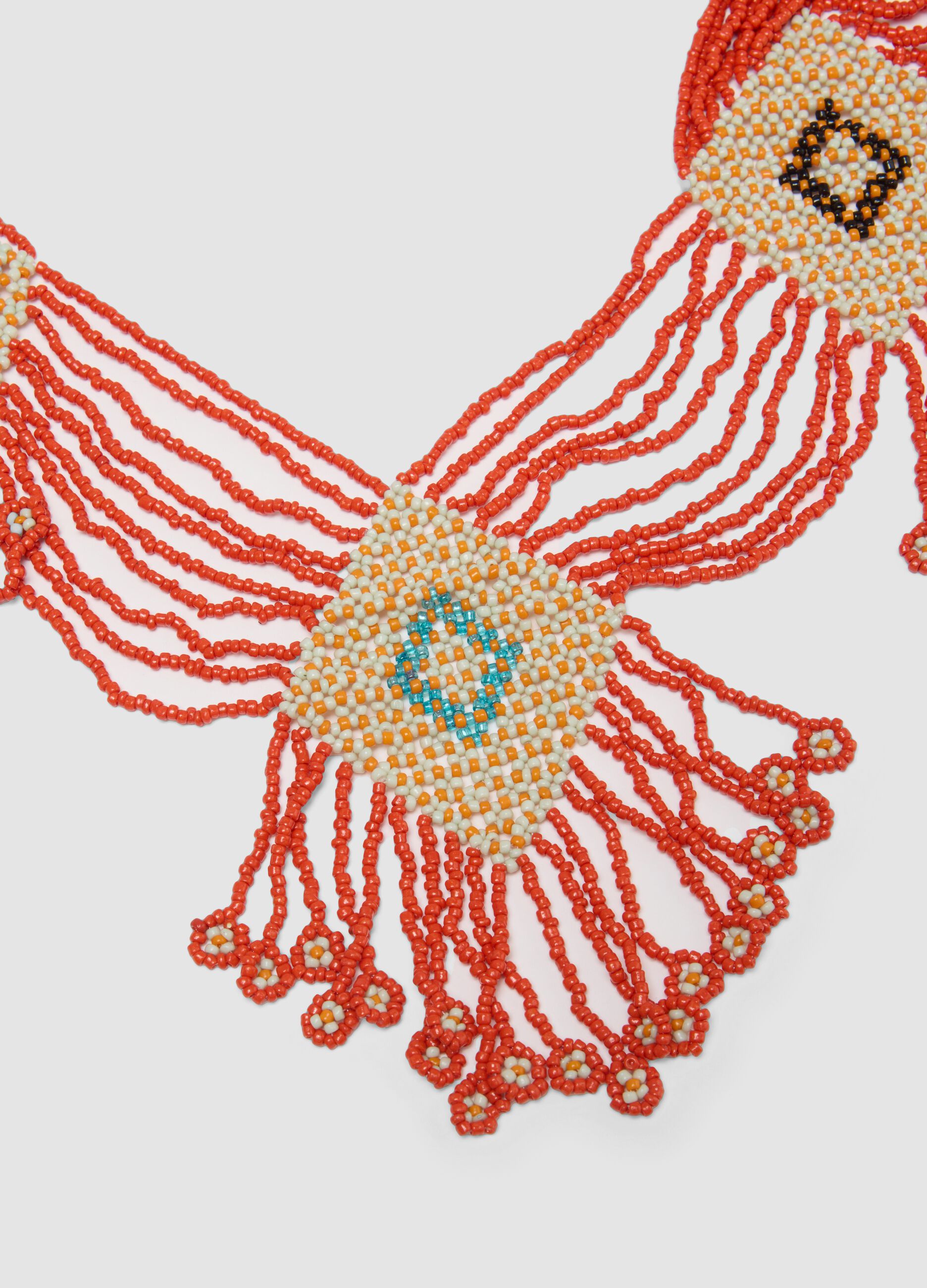 Multicolour beaded necklace with geometric details