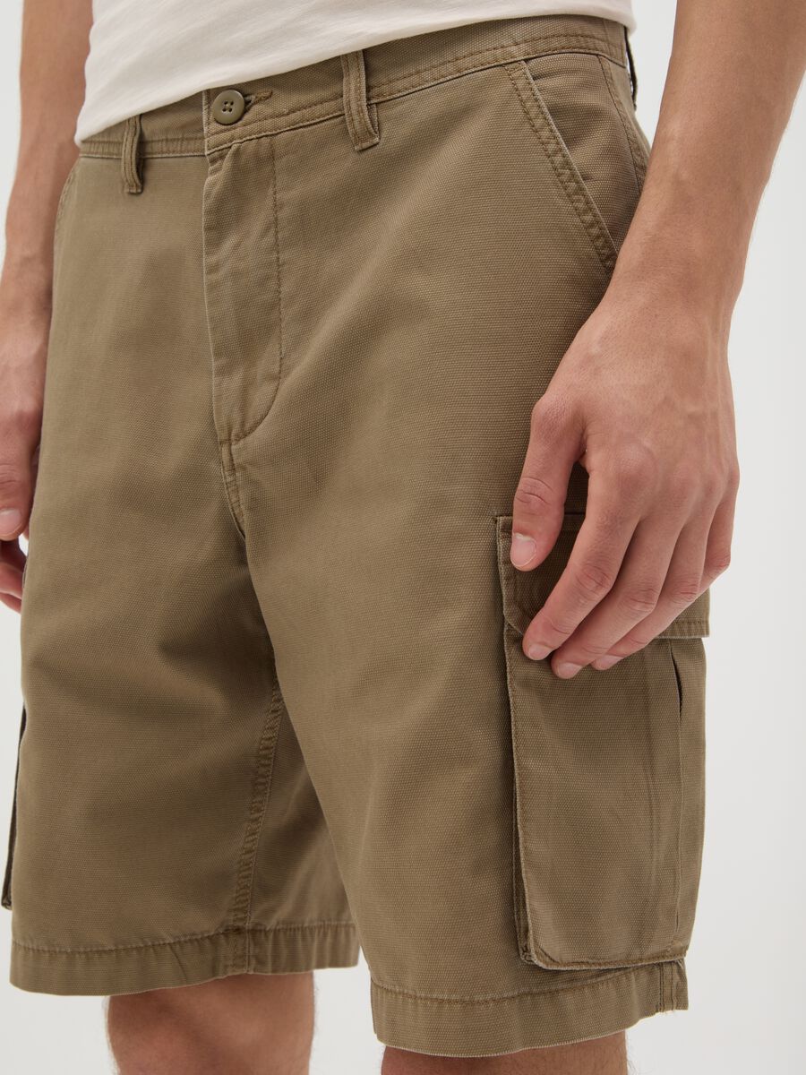 Men's brown pure cotton regular fit Bermuda shorts_2