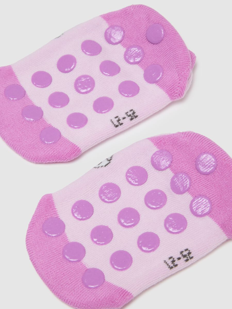Girls' purple cotton blend socks with cat, regular fit_1