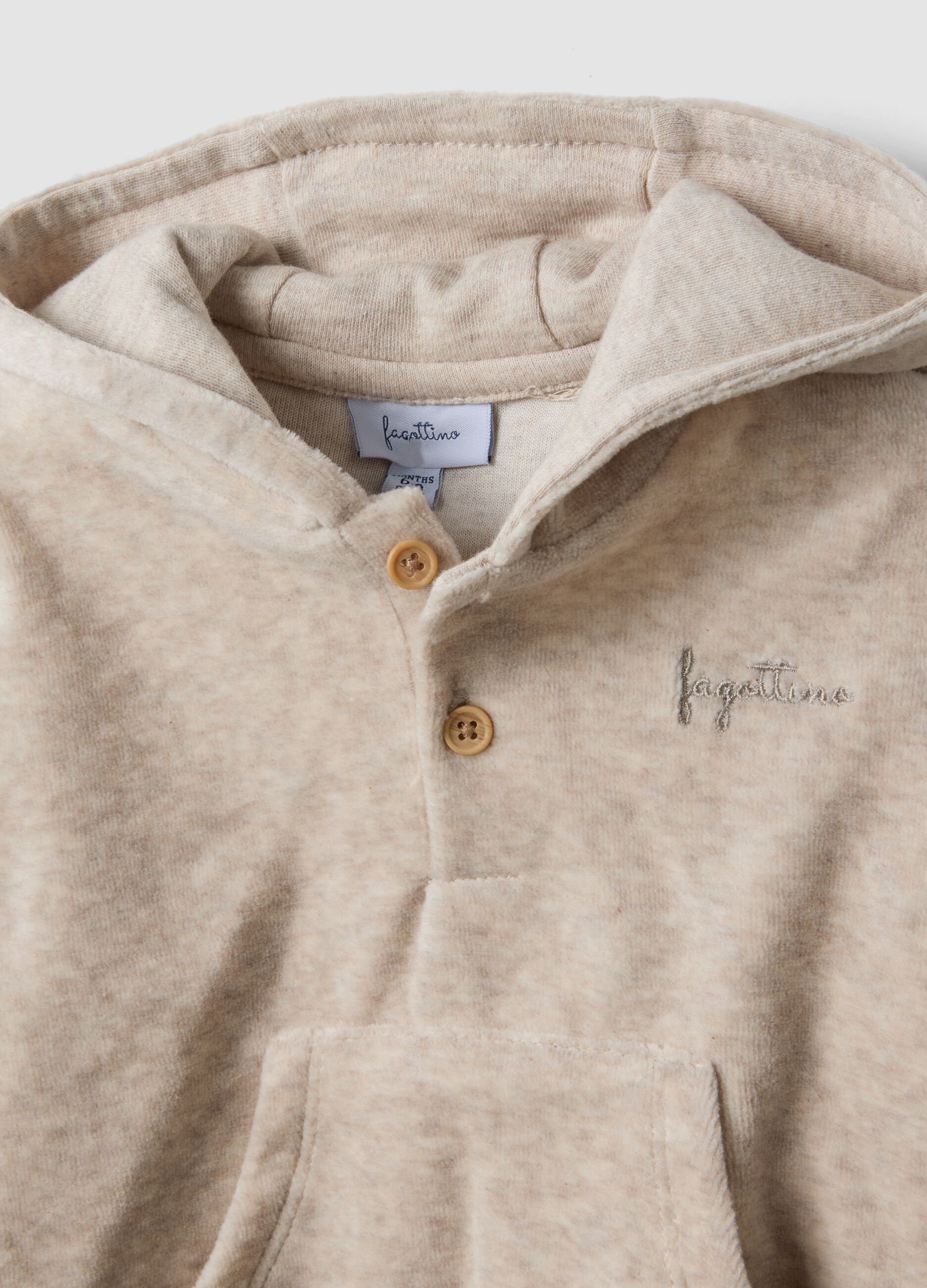 Completo velour beige melange in misto cotone