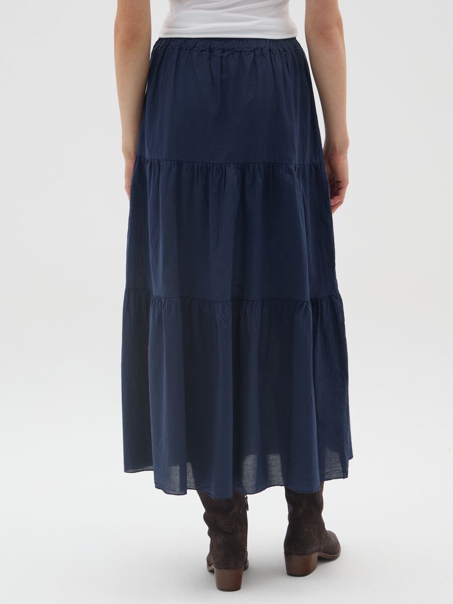 Blue Pure Cotton Tiered Long Skirt_2