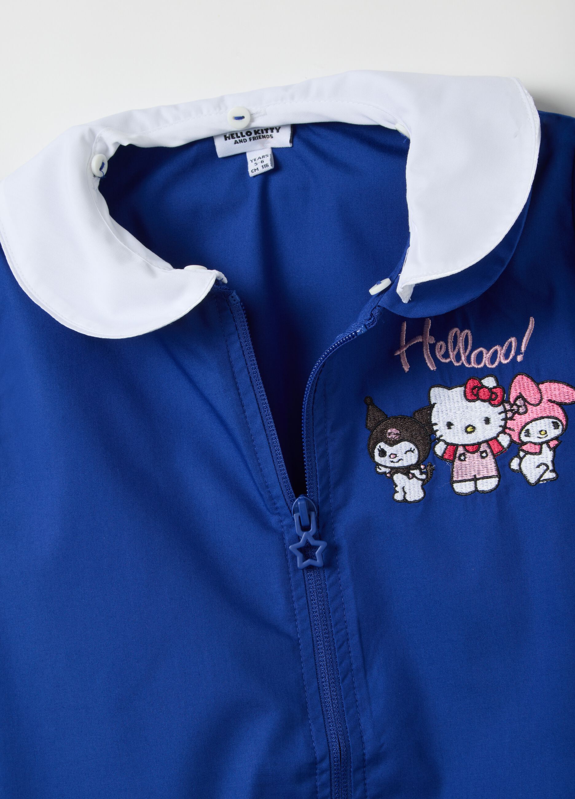 Grembiule scolastico da bambina in misto blu con colletto