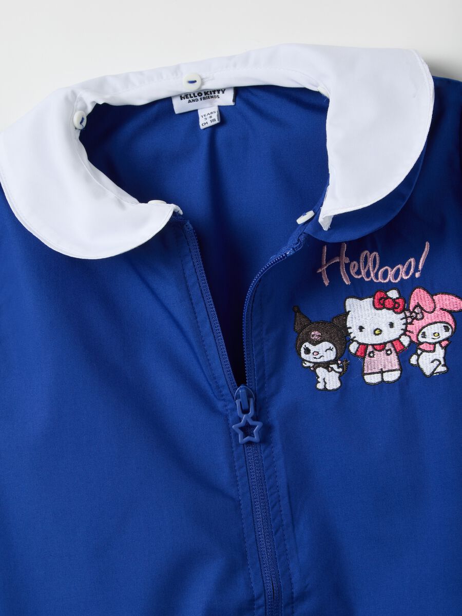Grembiule scolastico da bambina in misto blu con colletto_3