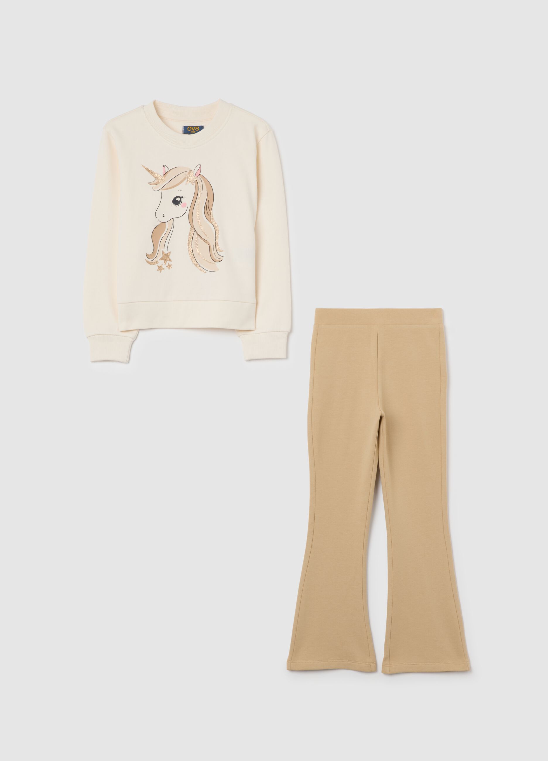 White and beige unicorn jogging outfit