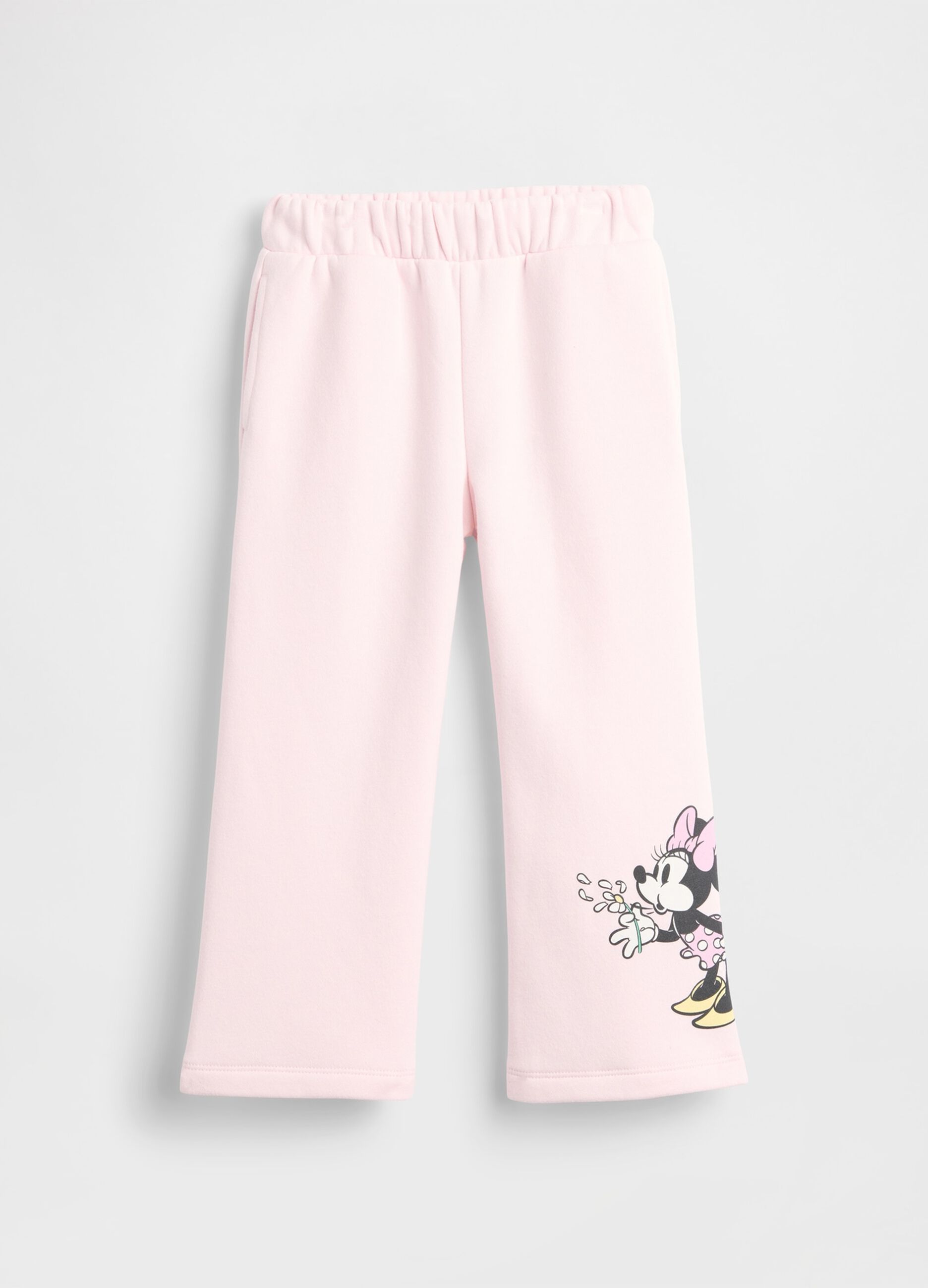 Baby girls' pink cotton blend trousers regular fit with Minnie