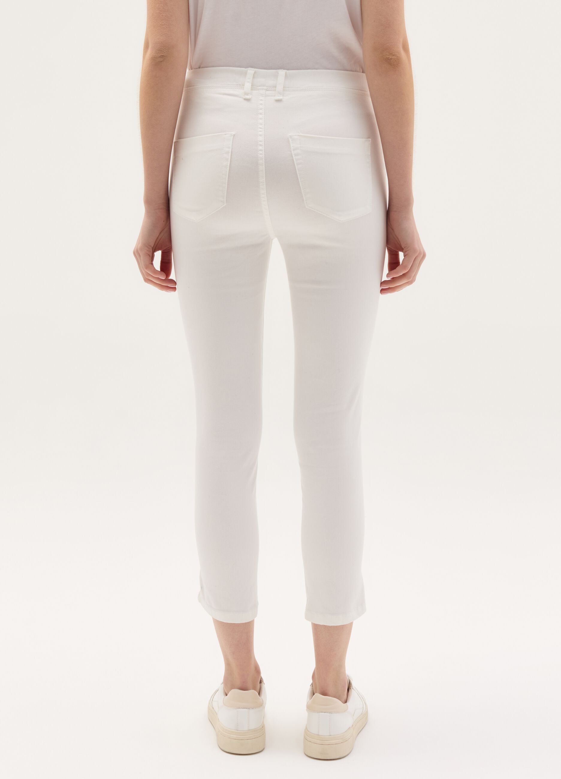 Skinny-fit crop jeggings with splits