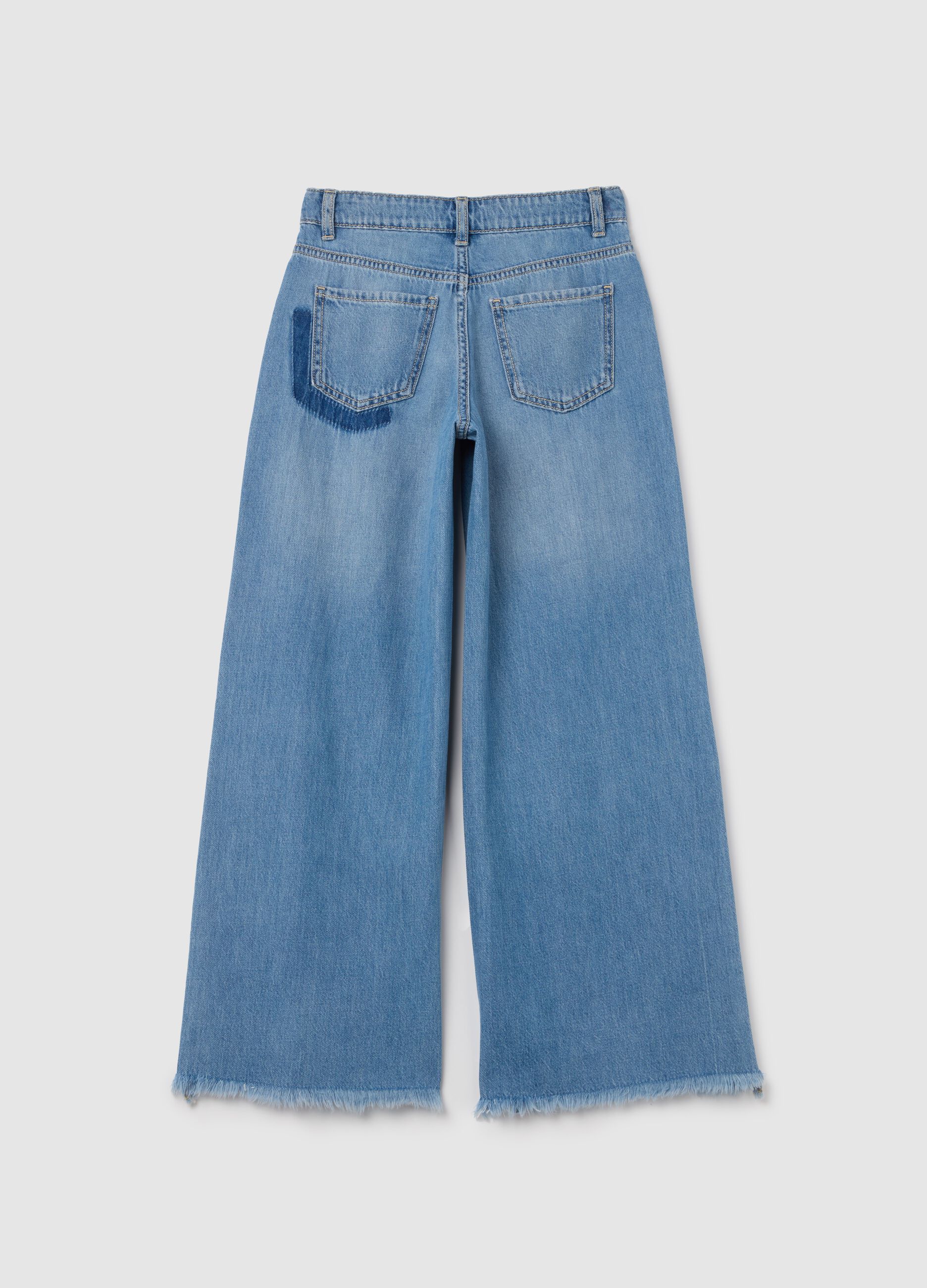 Wide-leg jeans with fringe