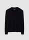 Black viscose-blend V-neck polo shirt, regular fit_0