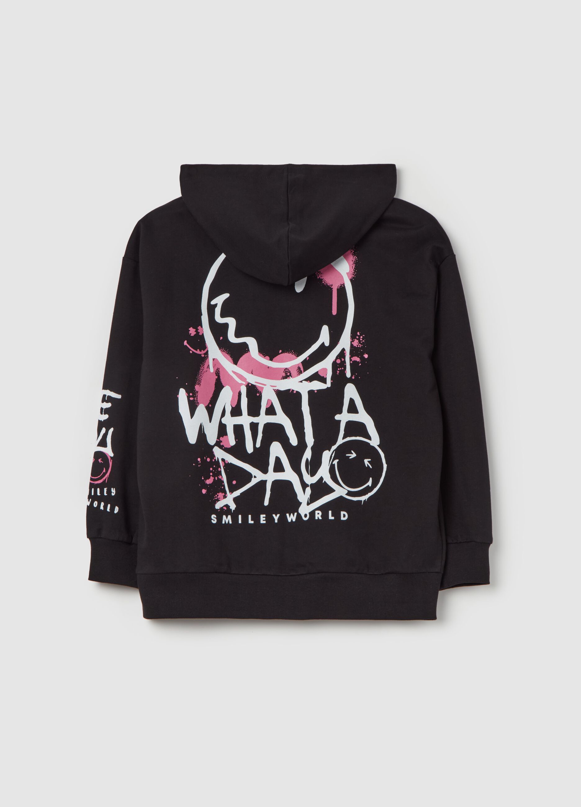Felpa con cappuccio stampa Smiling World Nero OVS KIDS da Ragazza OVS