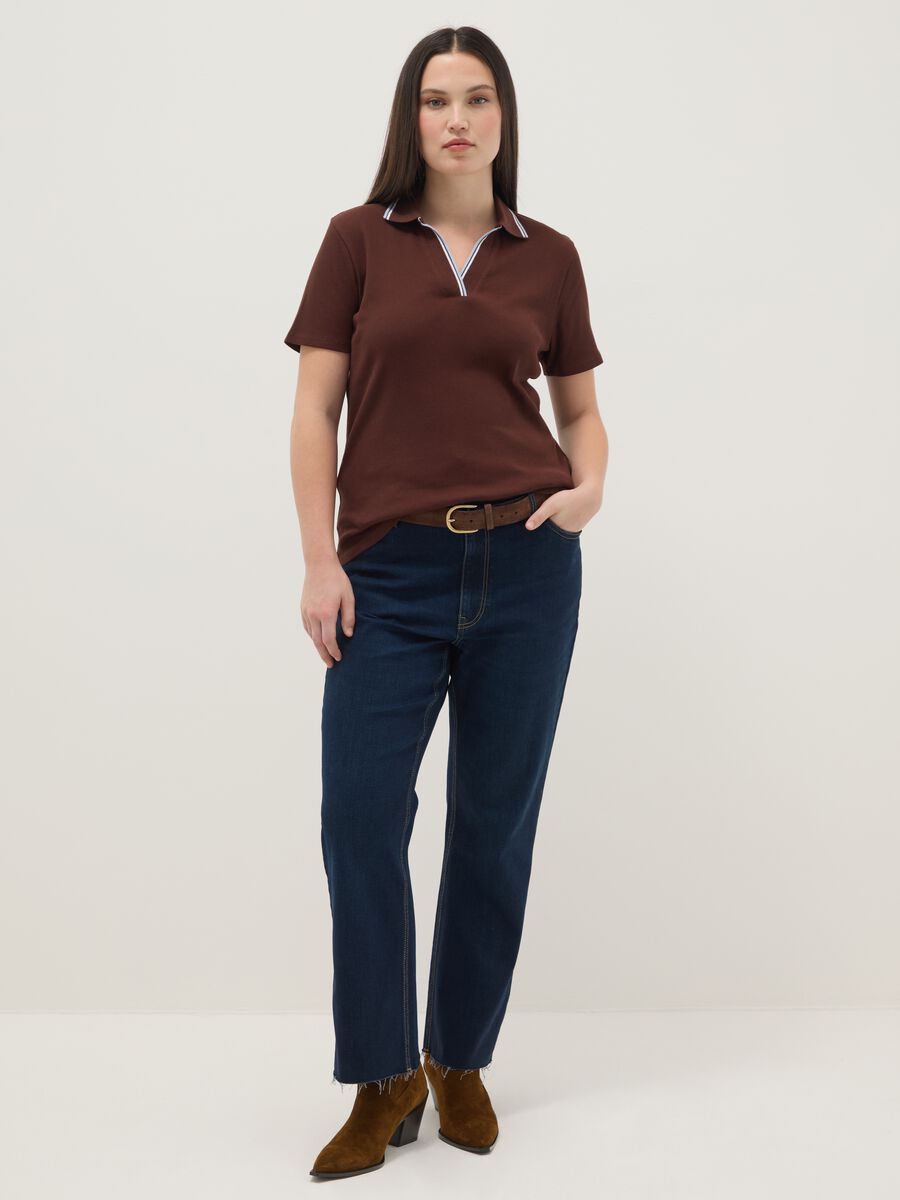 Polo a maniche corte in puro cotone marrone regular fit_3