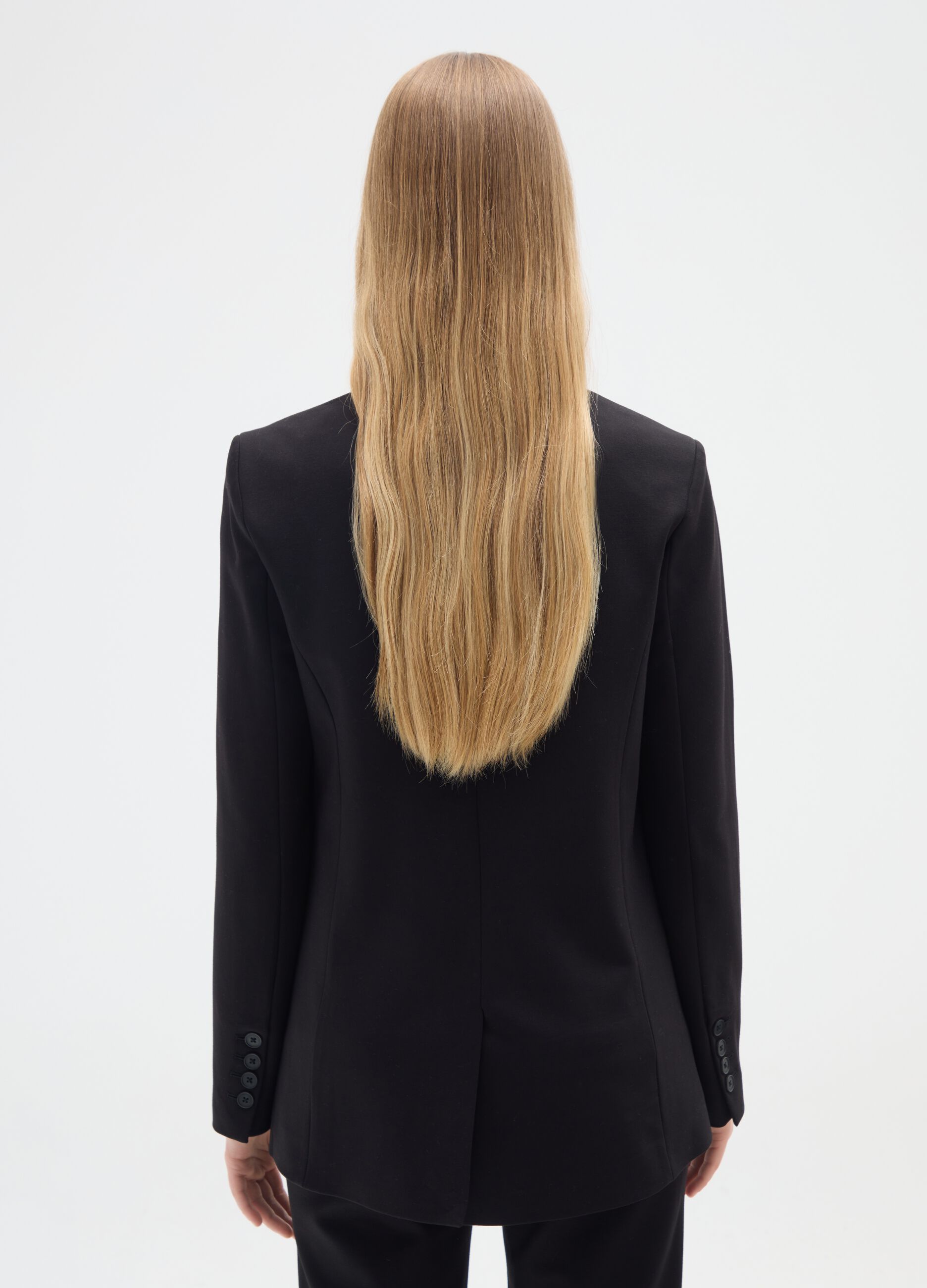 Black stretch fabric blazer regular fit