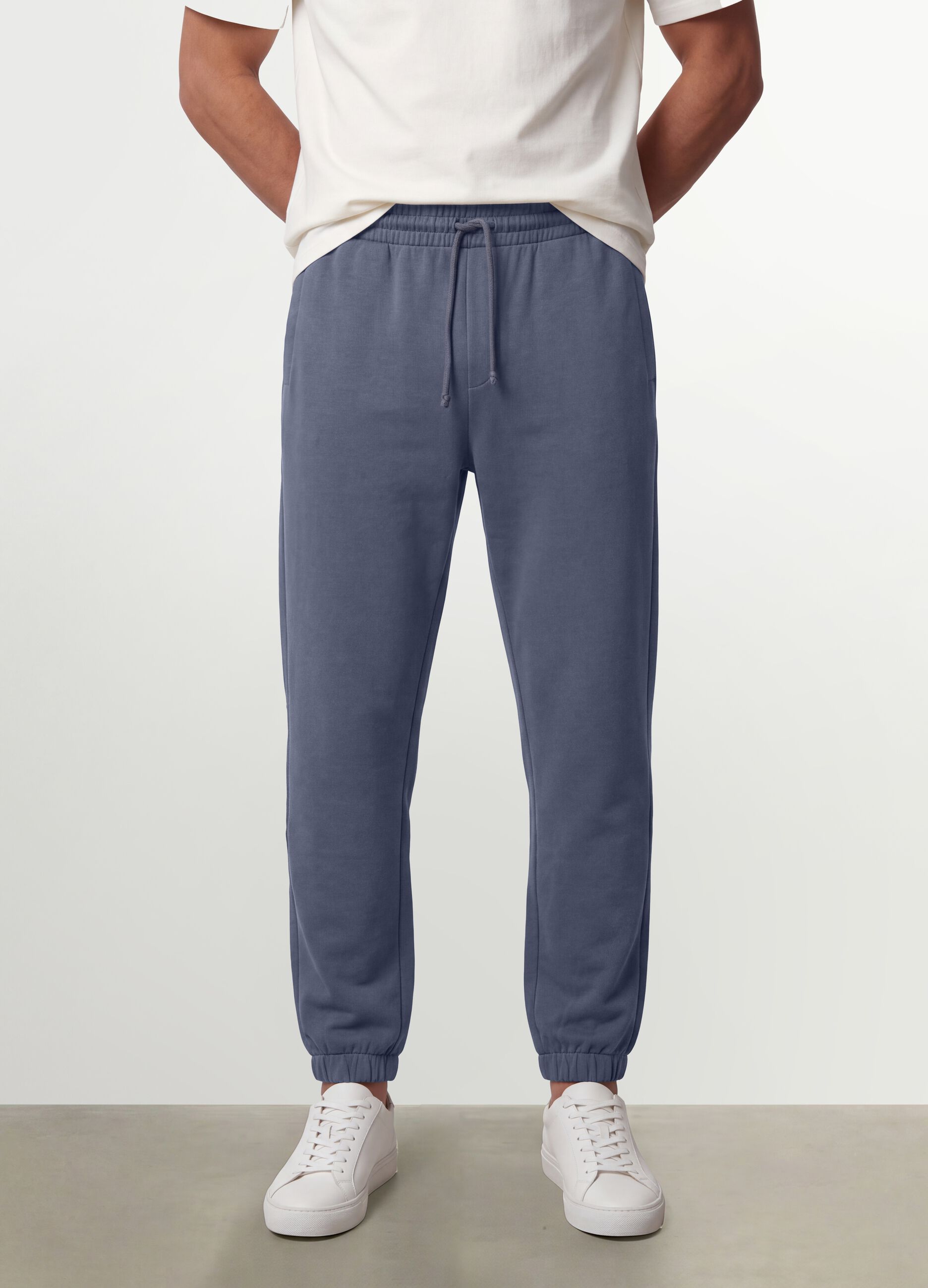 Grey cotton-blend joggers, regular fit
