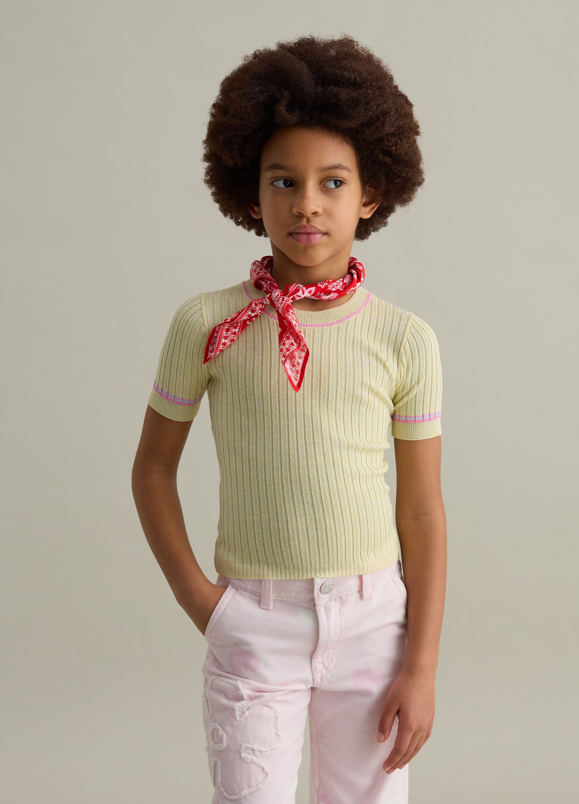 T-shirt in ribbed jersey with lurex