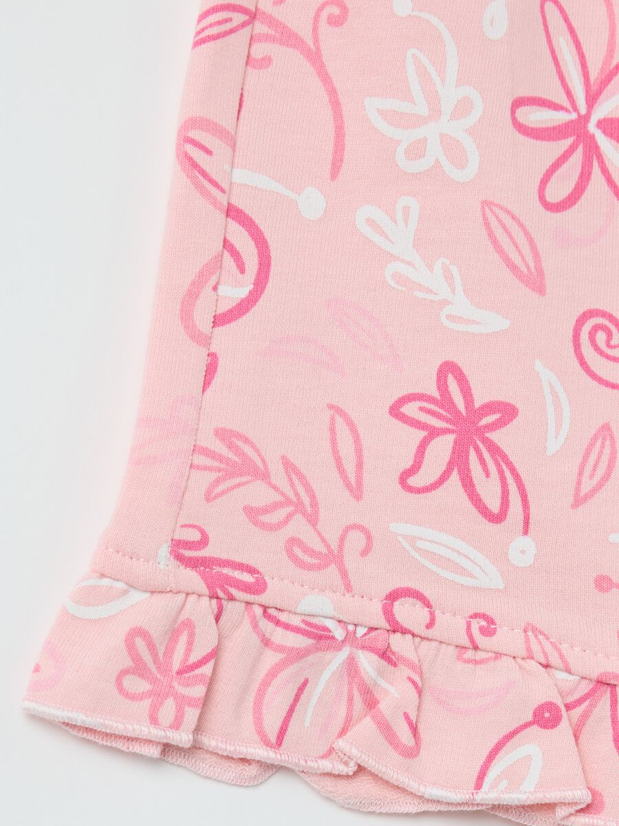 Pink French terry shorts with drawstring and print_2