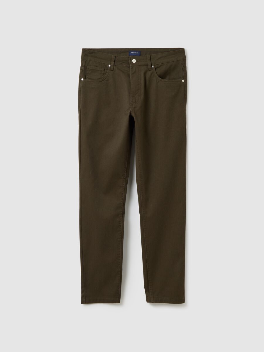 Pantaloni marroni slim fit con cinque tasche_4