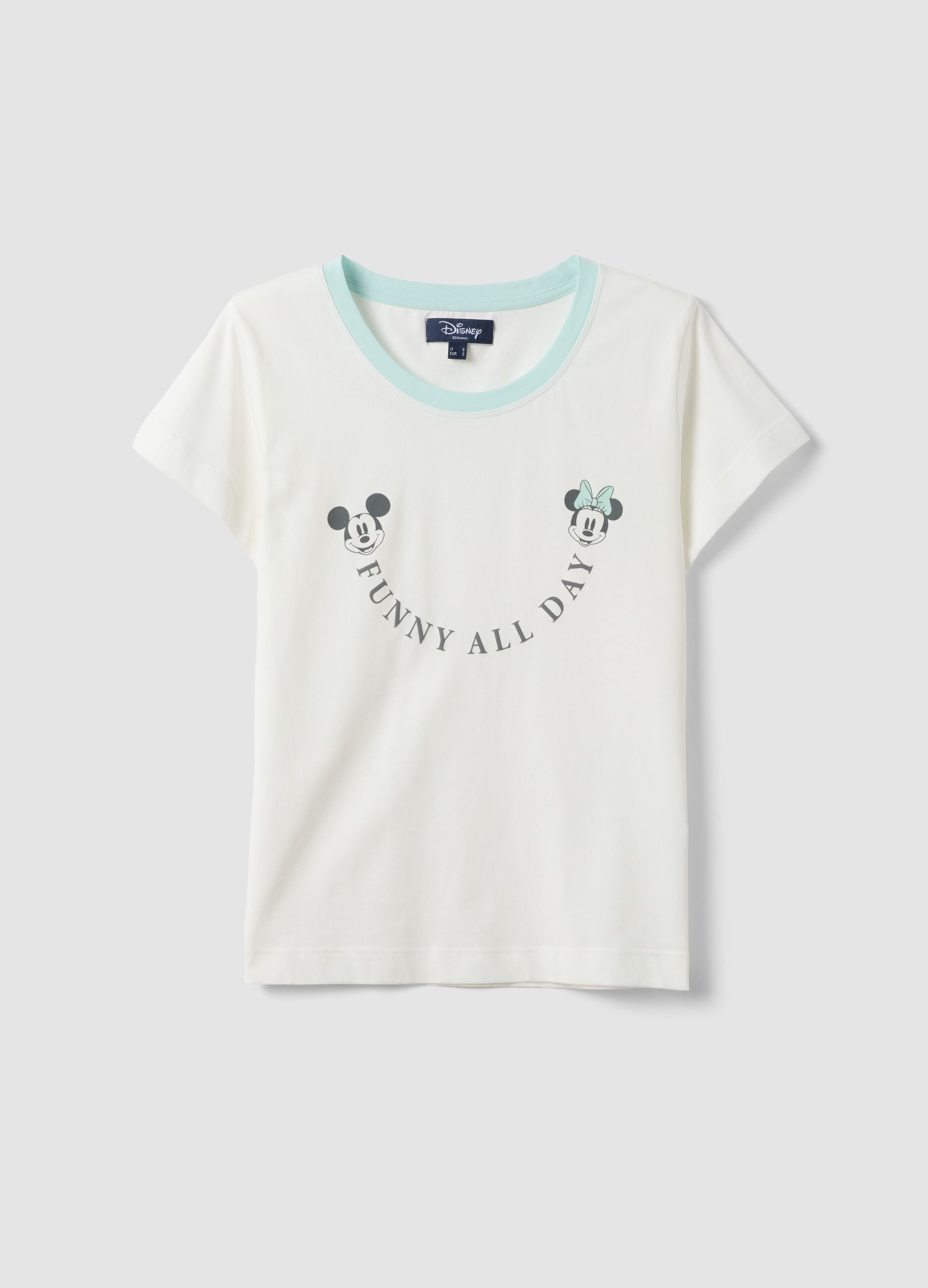 White organic cotton Mickey Mouse print pyjama T-shirt