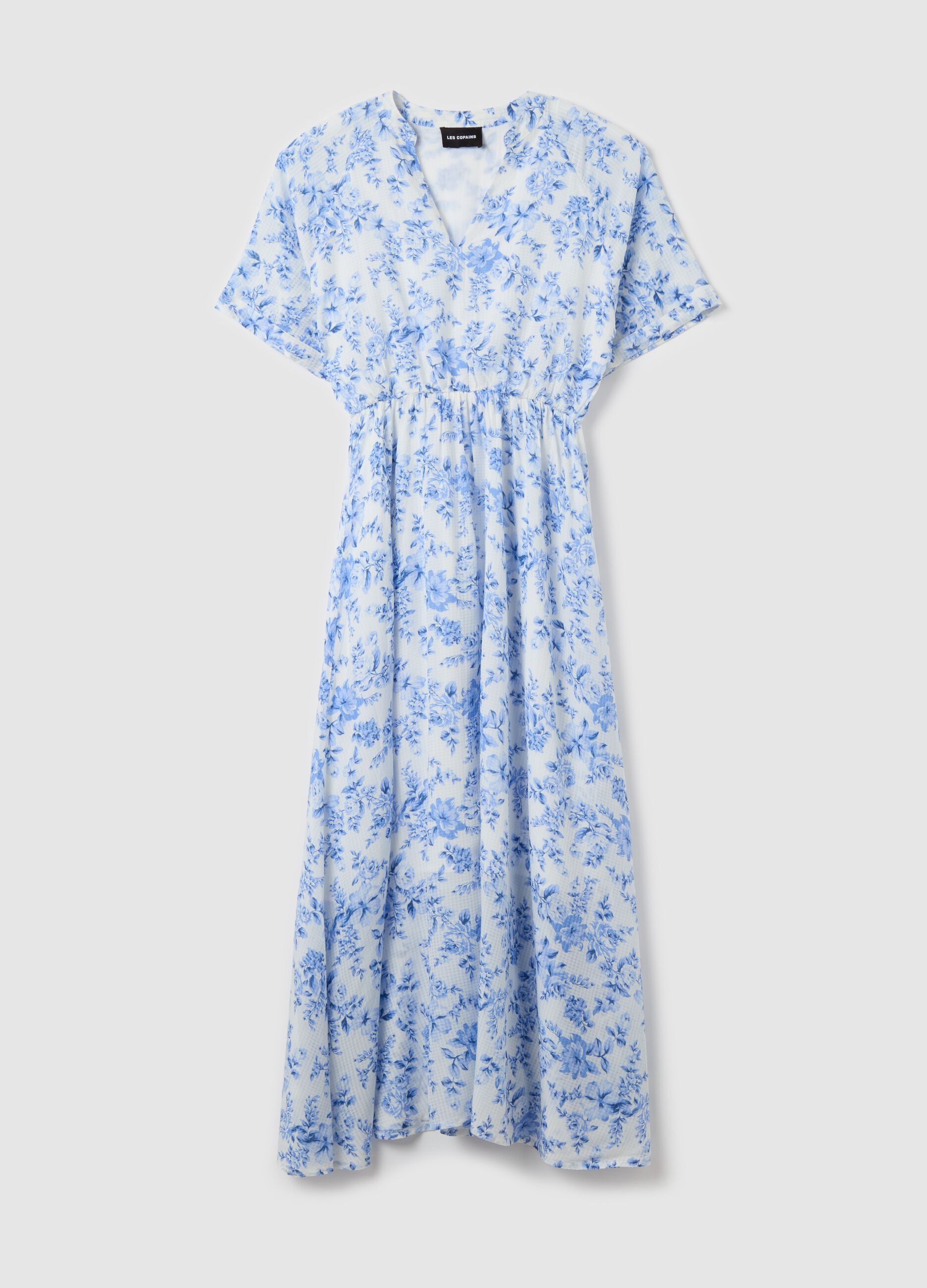 Vestito lungo floreale scollo a V