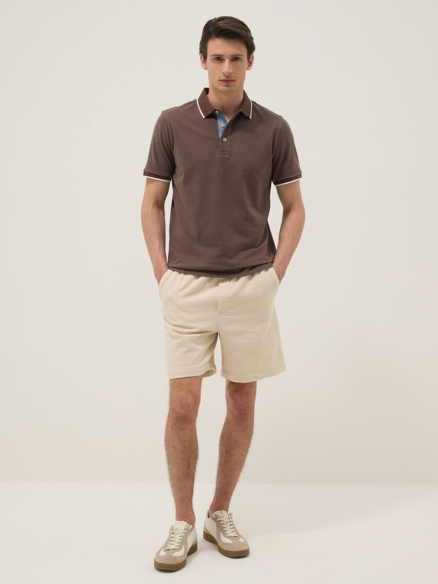 Beige pure cotton Bermuda shorts_0