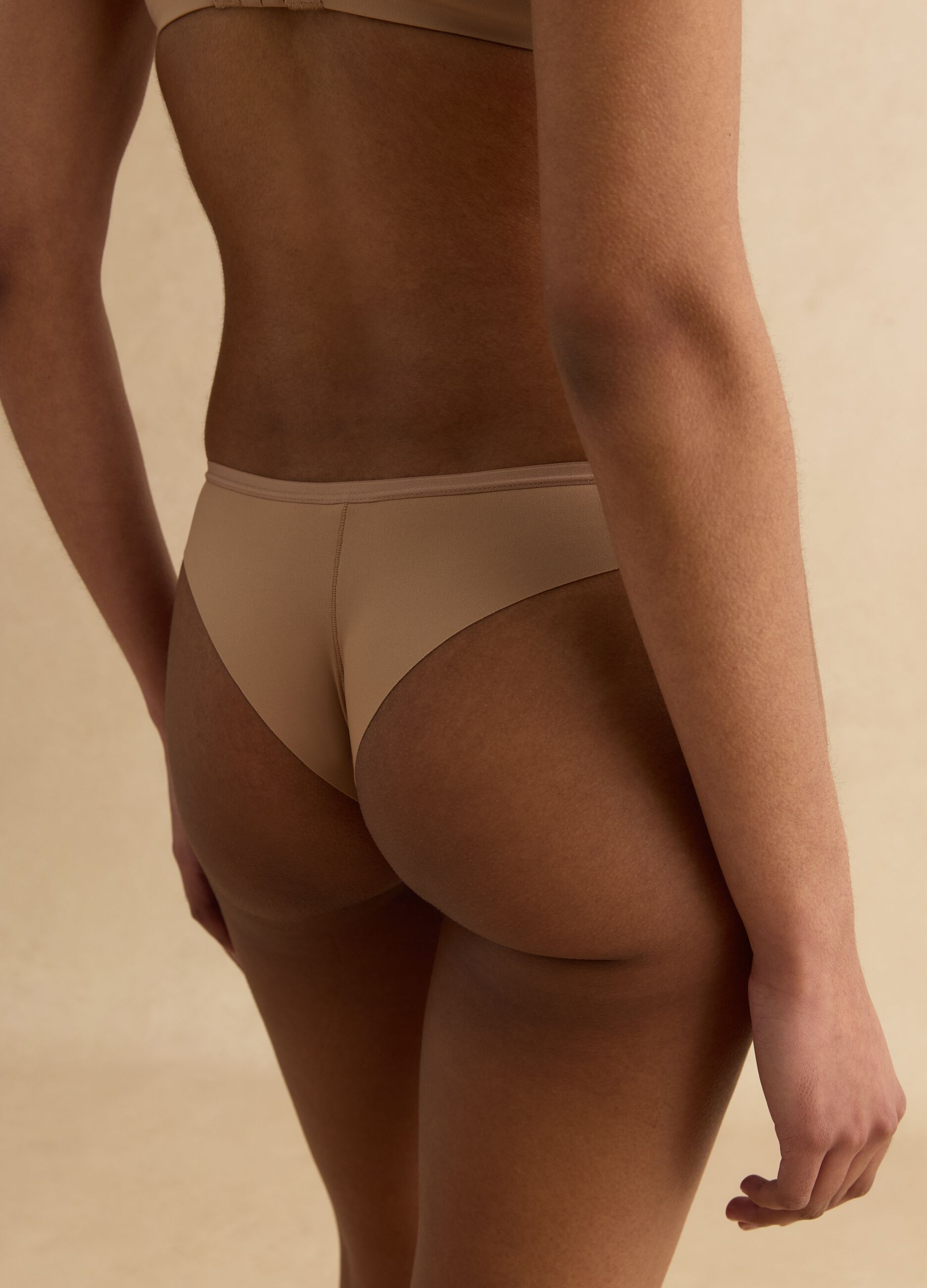 Beige Slim Fit Brazilian Briefs