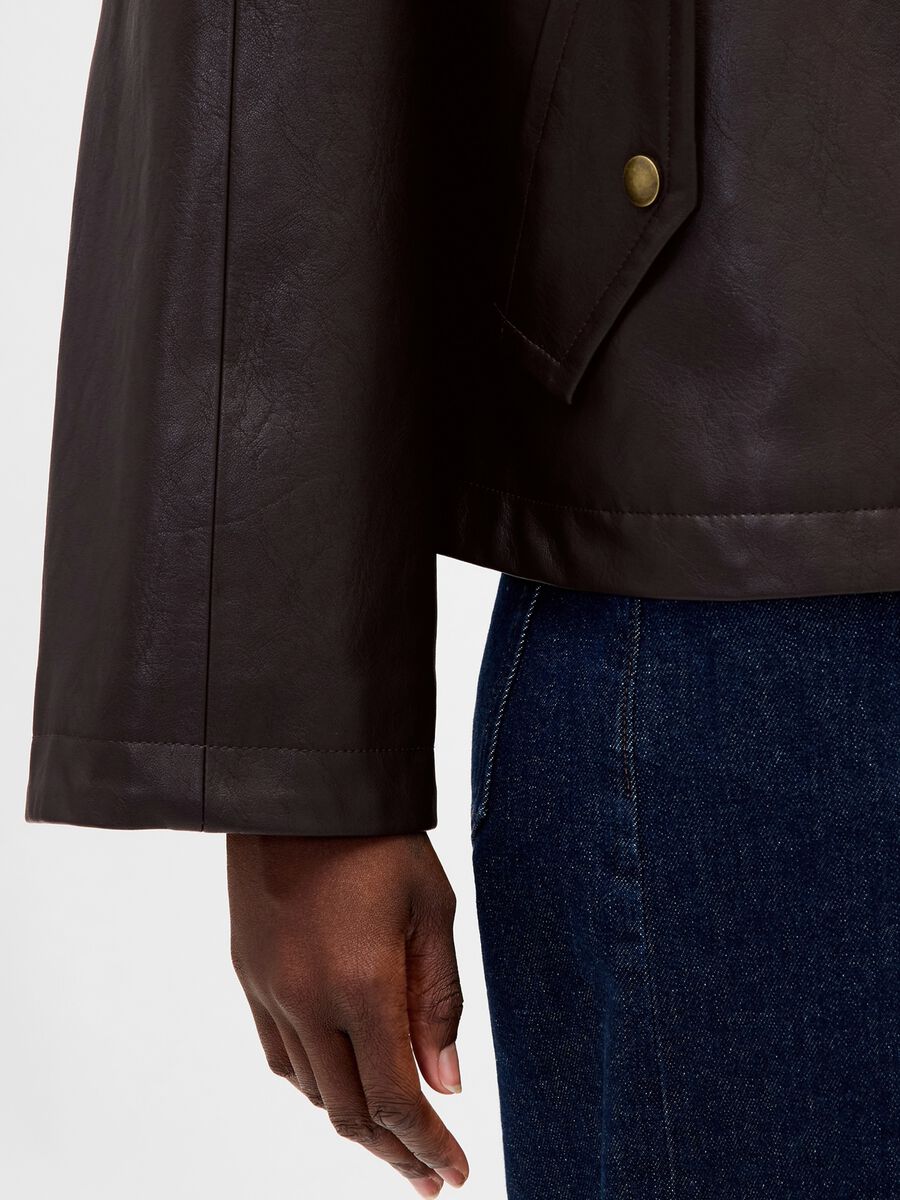 Brown Faux Leather Jacket_4