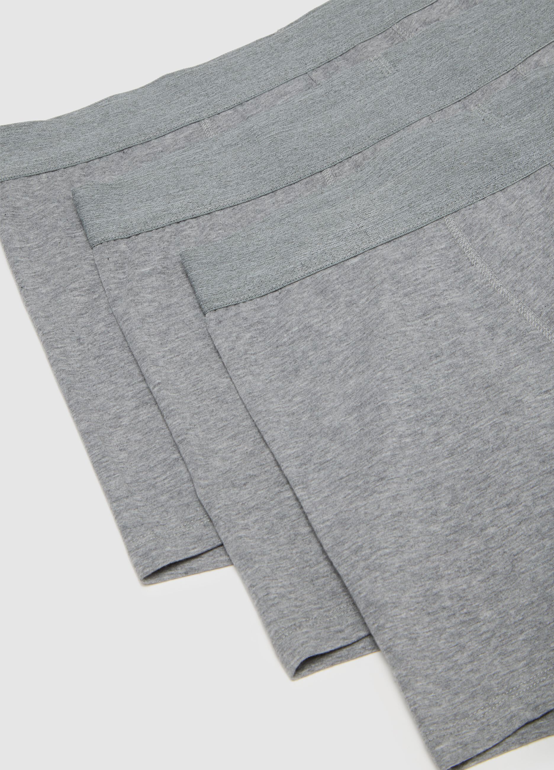 Set of three grey stretch cotton boxers, regular fit