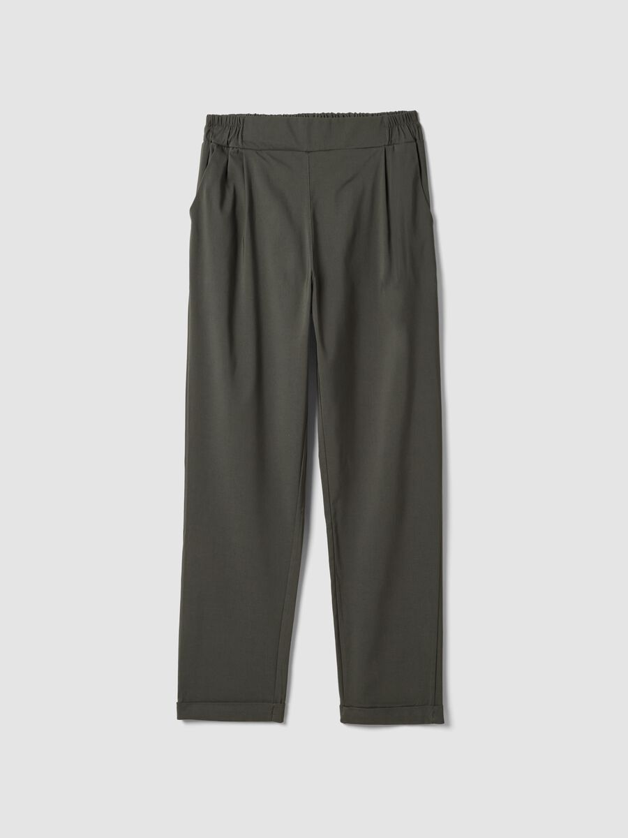 Green regular-fit stretch viscose trousers_4