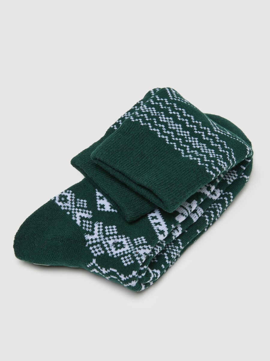 Green Stretch Cotton Blend Christmas Socks_2