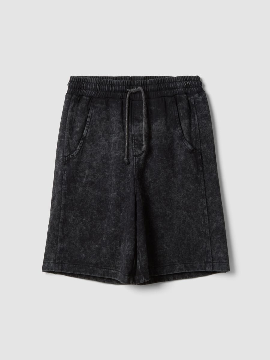 Black cotton-blend Bermuda shorts with elasticated waist_4